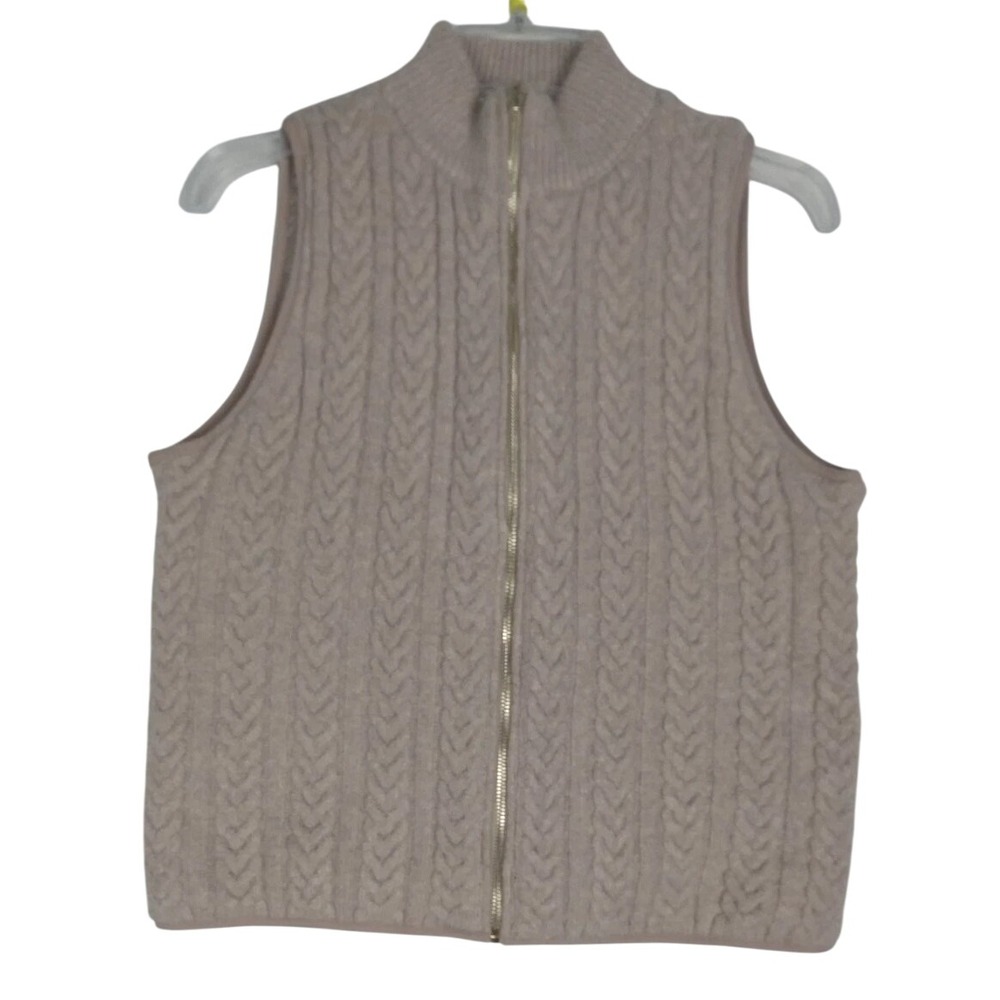 JOIE Reversible Women's S Chunky Knit Full-Zip Beige Gold Vest‎ Beautiful